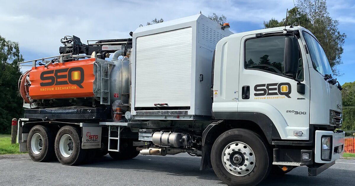 Vacuum excavation truck at a Brisbane work site